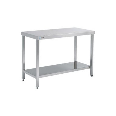 Mesa central en inox de ancho 1500 mm x fondo 600 mm con estante Mesa central en inox de ancho 1500 mm x fondo 600 mm con estante