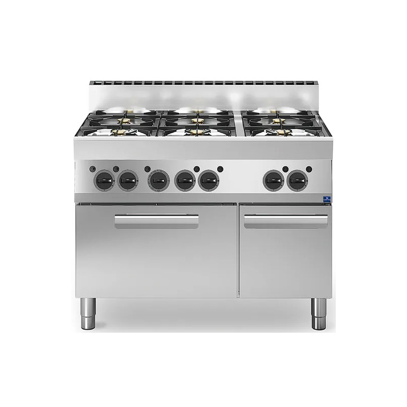 Cocina a gas 6 fuegos + horno | Virtus MS6511CFG