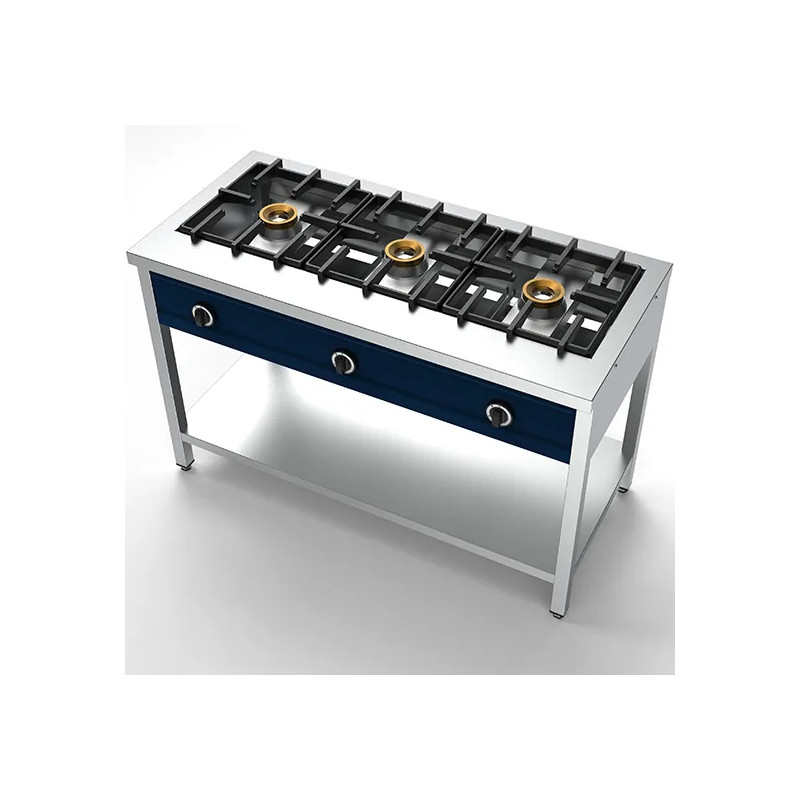 Fogón a gas 3x8 kw con soporte | Virtus AOZ0023