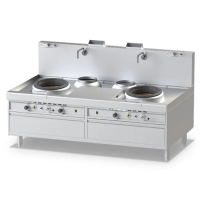 Wok a gas de alto rendimiento con 2 quemadores Virtus NGKB22125 Wok a gas de alto rendimiento con 2 quemadores Virtus NGKB22125