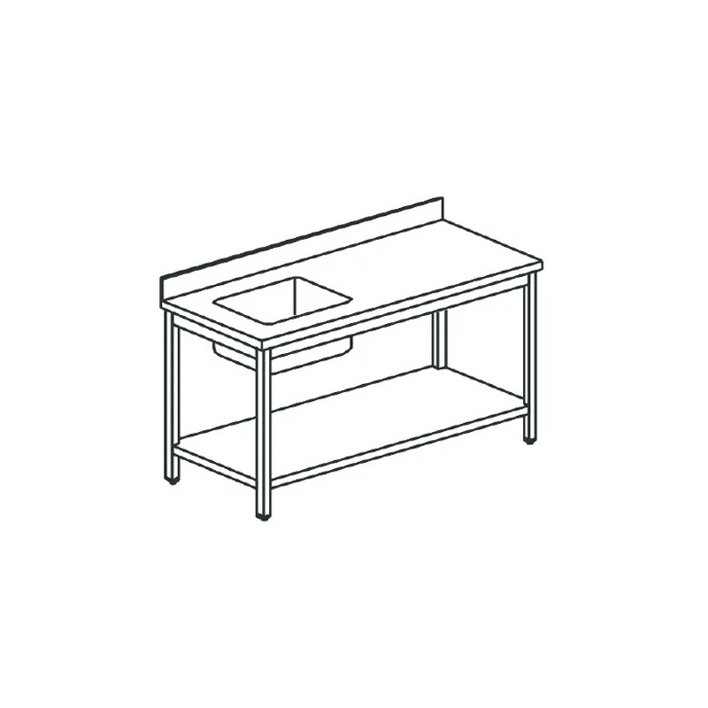 (1400x600mm) Mesa de trabajo mural con cubeta | Virtus STVS614