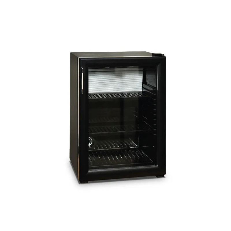 Minibar con 2 estantes y puerta en vidrio, negro, +4°+14°C, 35 litros