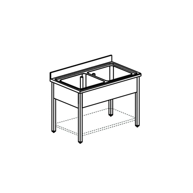 Fregadero 2 cubas 1600x700 mm Virtus GLA0013