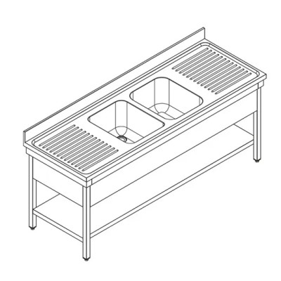 Fregadero 2 cubas 2000x700 mm Virtus GLA0017