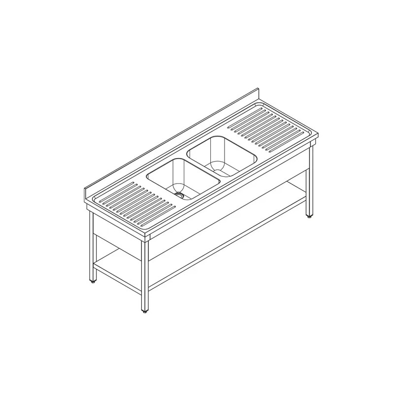 Fregadero 2 cubas 2000x700 mm Virtus GLA0017