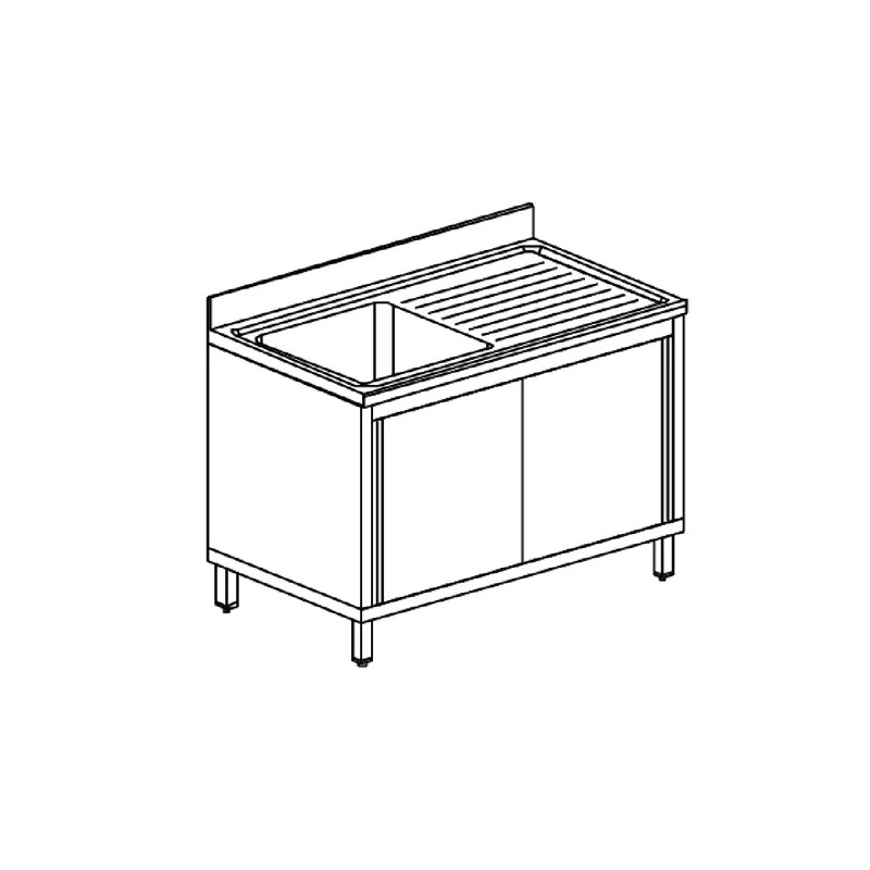 Fregadero 1 cuba sobre armario Virtus GLA0022- 1200x600x850 mm