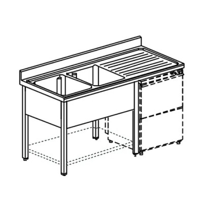 Fregadero 2 cubas con estante inferior y espacio lavavajillas Virtus GLA0037- 1600x700x850 mm Fregadero 2 cubas con estante inferior y espacio lavavajillas Virtus GLA0037- 1600x700x850 mm