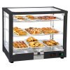 Expositor caliente de sobremesa con 3 niveles y puertas batientes, +20°+90°C