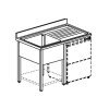 Fregadero con estante inferior y espacio lavavajillas, 1 cuba izquierda, 1200x600 mm