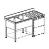Fregadero con estante inferior y espacio lavavajillas, 2 cubas izquierdas, 1800x600 mm