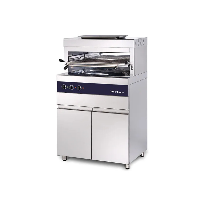 Parrilla broiler eléctrico 800°C con rejilla de 770x470 mm en armario con puertas