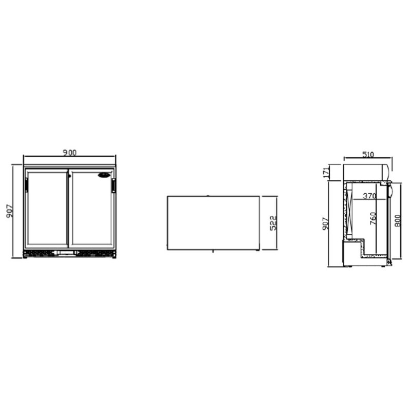 Expositor refrigerado horizontal back-bar- puertas correderas- Infrico ERV 25 C