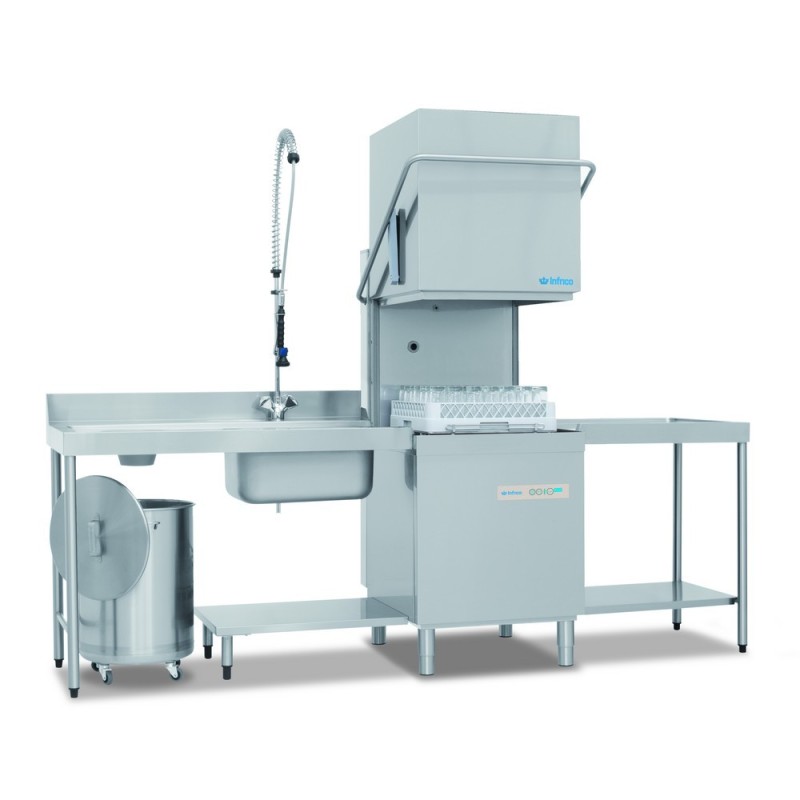 Lavavajillas de cúpula Infrico LCP4550EDBD con control electrónico, 8,7 Kw con bomba de descarga