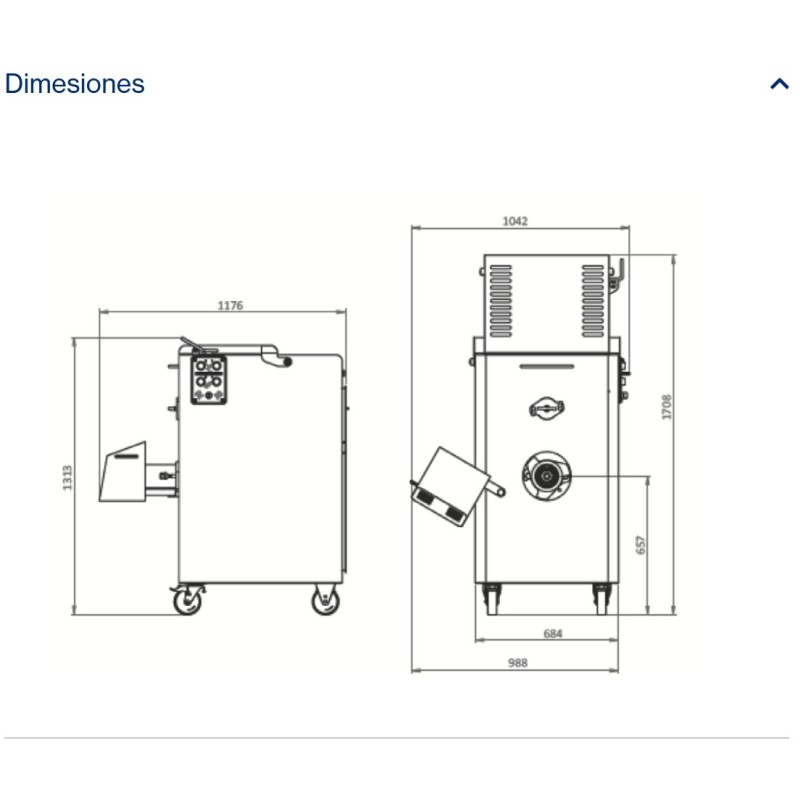 Picadora Mezcladora de Carne Industrial 100 Lts | Boca 32 INOX