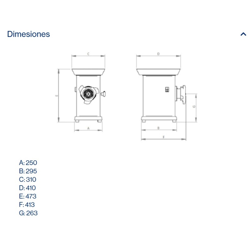 Picadora de Carne Industrial 300 Kg/h - FULL INOX 304 Profesional