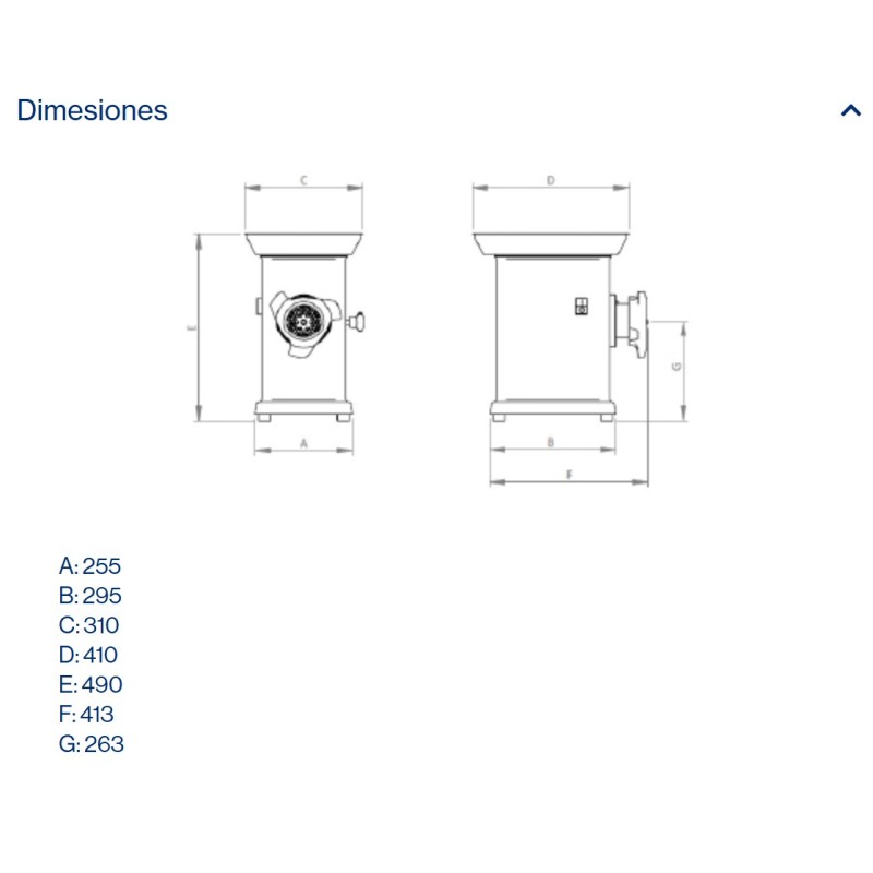 Picadora de Carne Industrial 425 Kg/h - Boca 32 INOX Profesional