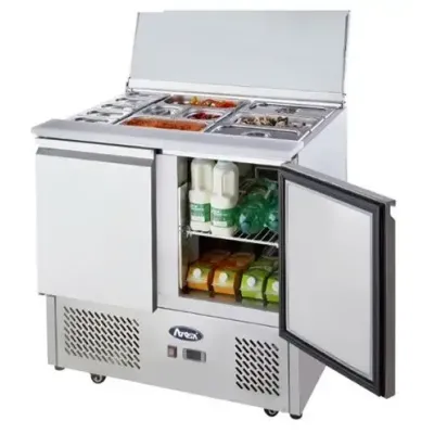 Mesa refrigerada para ensaladas |2 puertas | cubierta para ingredientes-1900 mm- especial pizzerías Mesa refrigerada para ensaladas |2 puertas | cubierta para ingredientes-1900 mm- especial pizzerías