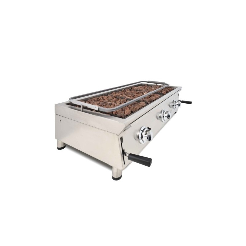 Barbacoa a gas 100 cm piedra volcánica ARILEX con parrilla inoxidable regulable en 3 alturas 100BAR