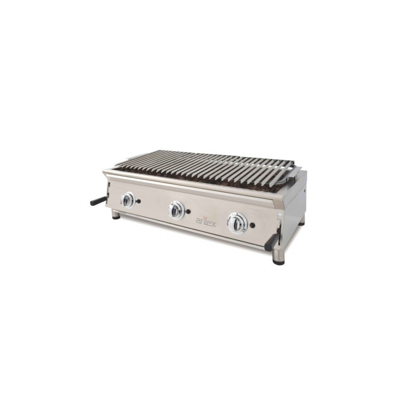 Barbacoa a gas 100 cm piedra volcánica ARILEX con parrilla inoxidable regulable en 3 alturas 100BAR