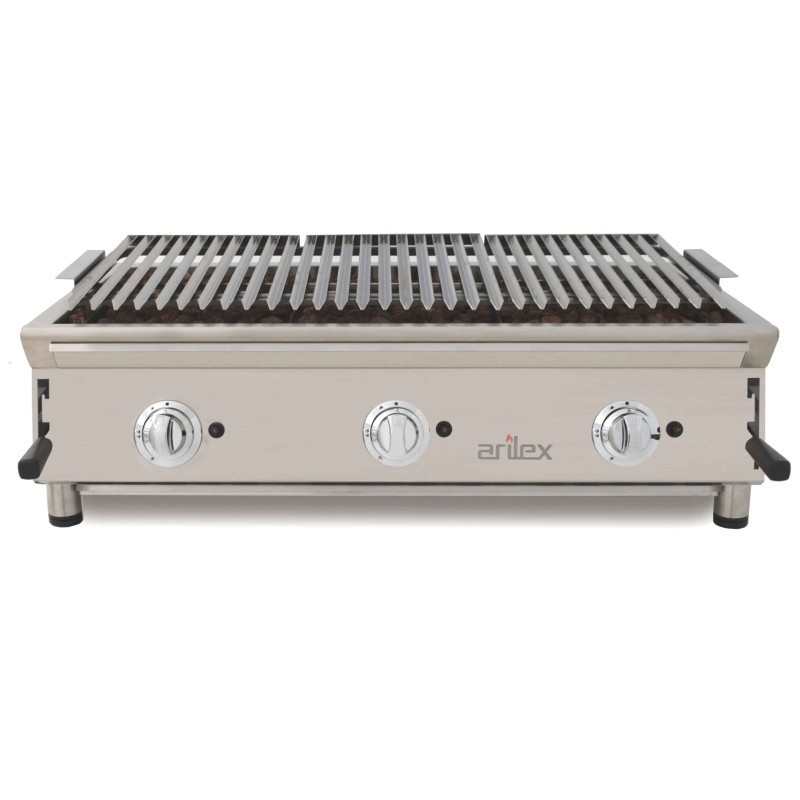 Barbacoa a gas 100 cm piedra volcánica ARILEX con parrilla inoxidable regulable en 3 alturas 100BAR