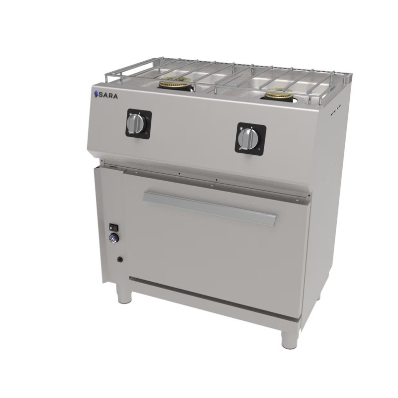 Cocina gas 2 fuegos SARA CGS-521 | Fondo 55 cm | Con horno