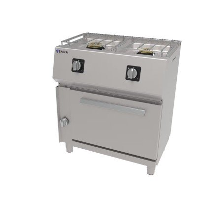 Cocina gas 2 fuegos SARA CGS-521G | Fondo 55 cm | Con horno gratinador