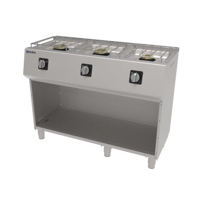 Cocina gas 3 fuegos SARA CGS-530 | Fondo 55 cm | Con soporte