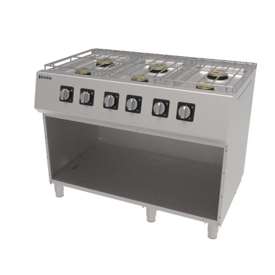 Cocina gas 6 fuegos SARA CGS-760 |  Fondo 75 cm | Con soporte