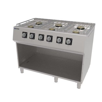 Cocina gas 6 fuegos SARA CGS-760 |  Fondo 75 cm | Con soporte