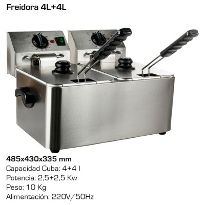 Freidora eléctrica 4+4 lts | Distriplus 4L+4L Freidora eléctrica 4+4 lts | Distriplus 4L+4L
