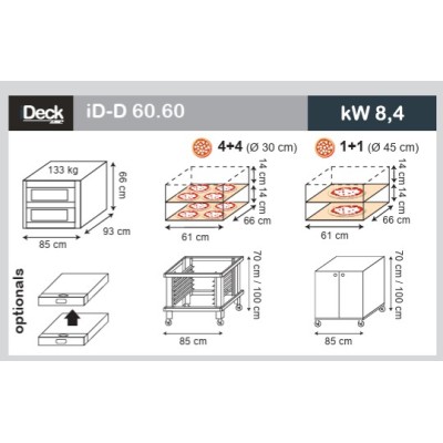 Conjunto Moretti Forni ID-D 60.60 Digital | 2 Cámaras 4+4 pizza Ø 30cm