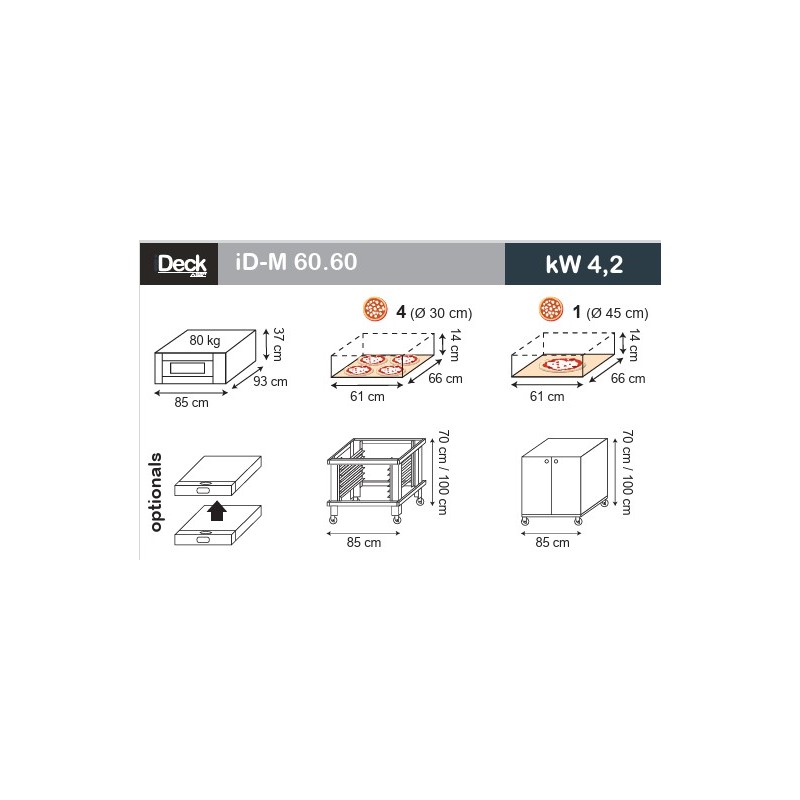 Conjunto Moretti Forni ID-M 60.60 Digital | 1 Cámara 4 pizza Ø 30cm