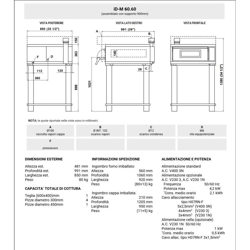 Conjunto Moretti Forni ID-M 60.60 Digital | 1 Cámara 4 pizza Ø 30cm