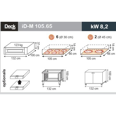 Conjunto Moretti Forni ID-M 105.65 Digital | 1 Cámara 6 pizza Ø 30cm Conjunto Moretti Forni ID-M 105.65 Digital | 1 Cámara 6 pizza Ø 30cm