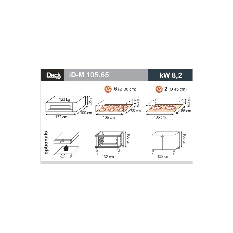 Conjunto Moretti Forni ID-M 105.65 Digital | 1 Cámara 6 pizza Ø 30cm