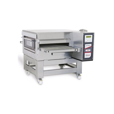 Horno de cinta ventilado eléctrico con soporte sobre ruedas, digital, max 220 pizzas/h