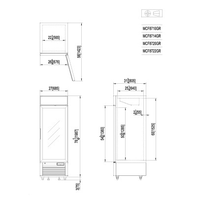 ❄️ Nevera Expositora 1 Puerta Cristal 610L (0C/+8C)
