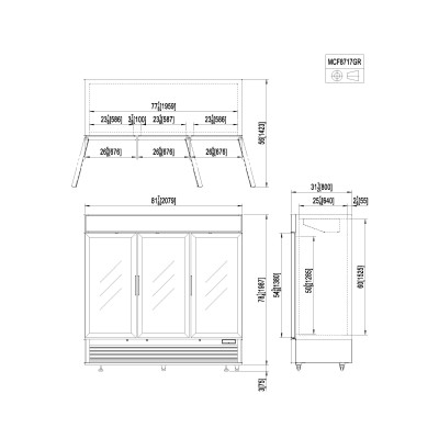 Expositor de refrigerados con tres puertas de cristal | Atosa MCF8717-GR