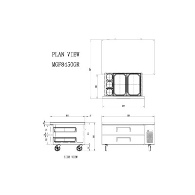 🔝 Mesa de Soporte Refrigerada 123cm 2 Cajones