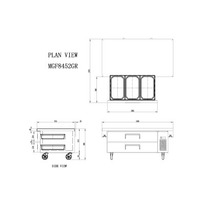 Base chef refrigerada-con ruedas-1500mm | Atosa MGF8452GR