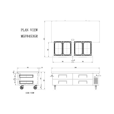 🔝 Mesa de Soporte Refrigerada 184cm 4 Cajones