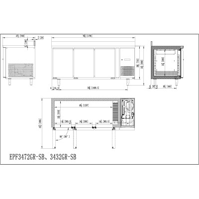 Mesa para congelados 3 puertas con peto-1800mm | Atosa EPF3472-GR