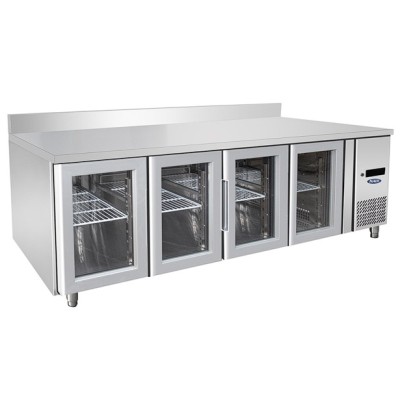 Mesa refrigerada 4 puertas cristal GN1/1 con peto | Atosa EPF3741-GR
