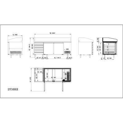 🍕 Mesa Pizza 2 Puertas + 7 Cajones  (2010mm)