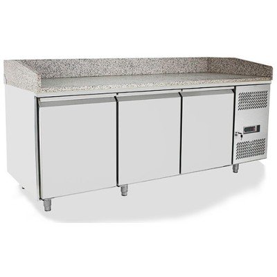 Mesa de Preparación de Pizzas Profesional 3 Puertas - Encimera Mármol