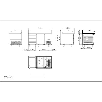 🍕 Mesa Pizza 1 Puerta + 7 cajones (151cm)