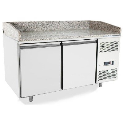 Mesa de Preparación de Pizzas Profesional 2 Puertas - Encimera Mármol