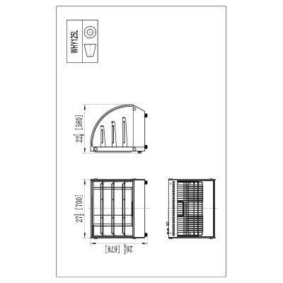 🔥 Vitrina Caliente Barra Cristal Curvo 67.8 cm (30/90°C)