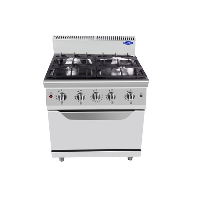 Cocina a gas 4 fuegos en Inox con horno-28+8 kw | Cook Rite AT7G4B-O2