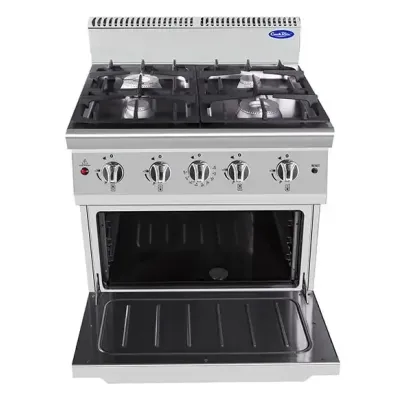 Cocina a gas 4 fuegos en Inox con horno-28+8 kw | Cook Rite AT7G4B-O2